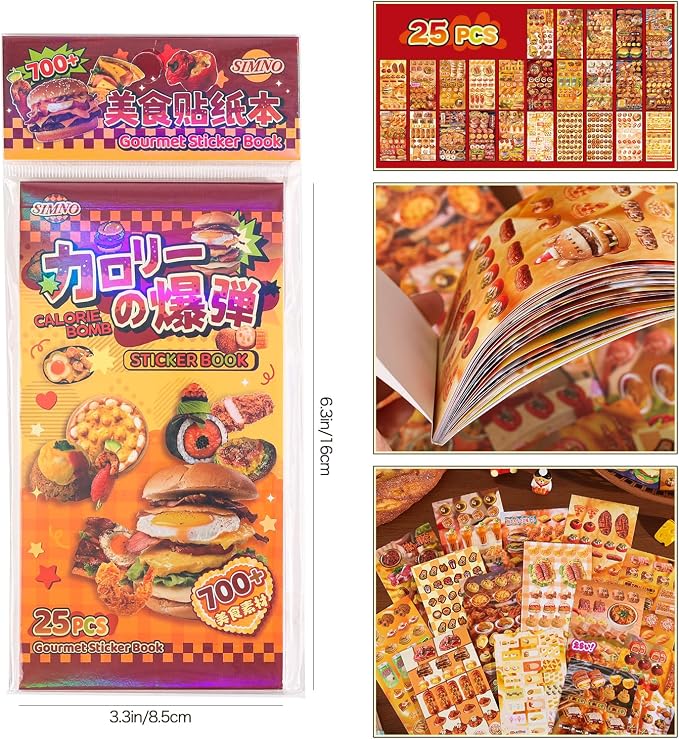 Girl's Japanese Retro Sticker Book, Food and Daily Life Theme - 700+ Cute Old Showa Style Foodie Stickers, for DIY Scrapbooking Journaling Handbook Decoration