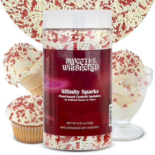 Dye-Free Red & White Sprinkles - Vegan, Gluten-Free, Celiac Friendly, Halal, Kosher Edible Jimmies & Nonpareils for Baking, Cake Decorating, Cupcakes, Valentine's Day, Christmas & Holiday Treats