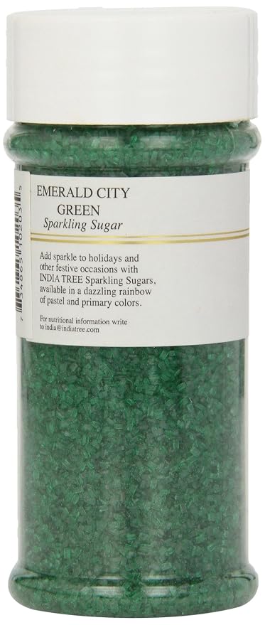 India Tree, Green Sparkling Sugar, Large Jar | Shimmery Sugar Sprinkles for Baking and Decorating | 7.5 Oz Jar (Pack of 1)
