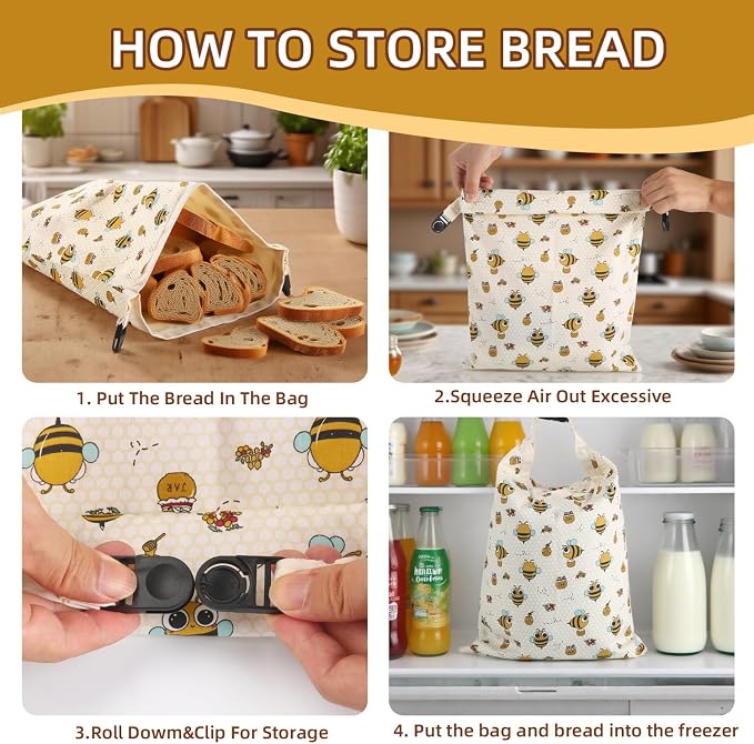 Sourdough Bread Bags, Reusable Beeswax Bread Bags for Homemade Bread, 17"×13" Natural Beeswax Cotton Loaf Bag, Easy to Clean Bakery Essentials (2 Pack)