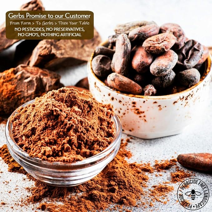 Gerbs Natural Cocoa Powder 4 lbs. | 10-12% Cocoa Butter Fat, Resealable Bag | Classic Unsweetened Cocoa | Top 14 Allergen-Free