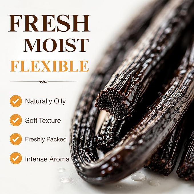 15 Organic Vanilla Beans Grade A 5-6 Inch Whole Pods for Homemade Extract, Baking & Brewing | Moist & Plump | Non-GMO, Gluten-Free