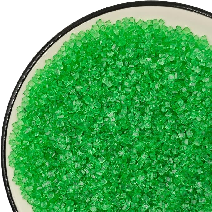 Edible Decorative 5 Ounce Coarse Crunchy Large-grained Green Sanding Sugar Sprinkles for Baking, Sparkling Crystals for Cakes, Cookies, Cupcakes, Ice Cream Topping and Rimming Sugar
