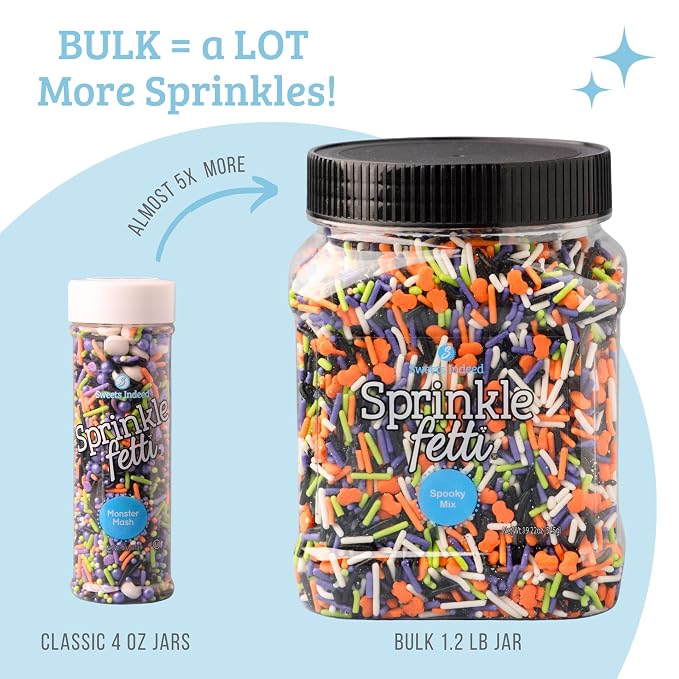 Sweets Indeed, Bulk Sprinkles, 1.3 pounds, Sprinkle Mix, Perfect for Cake Decorations, Baking Ice Cream Cookies Cupcake Topper (Mini Heart) (Halloween)