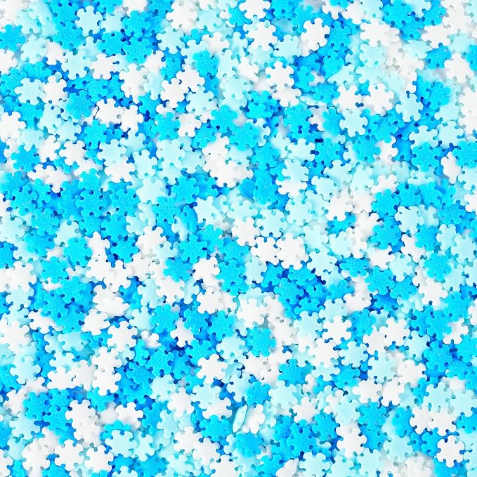 Snowflake Sprinkles - 7 oz Christmas Sprinkles - Blue & White confetti - Bulk Winter Sprinkle Mix for Decorating - Great for Baking Cookies, Cakes, Cupcakes, and Holiday Parties