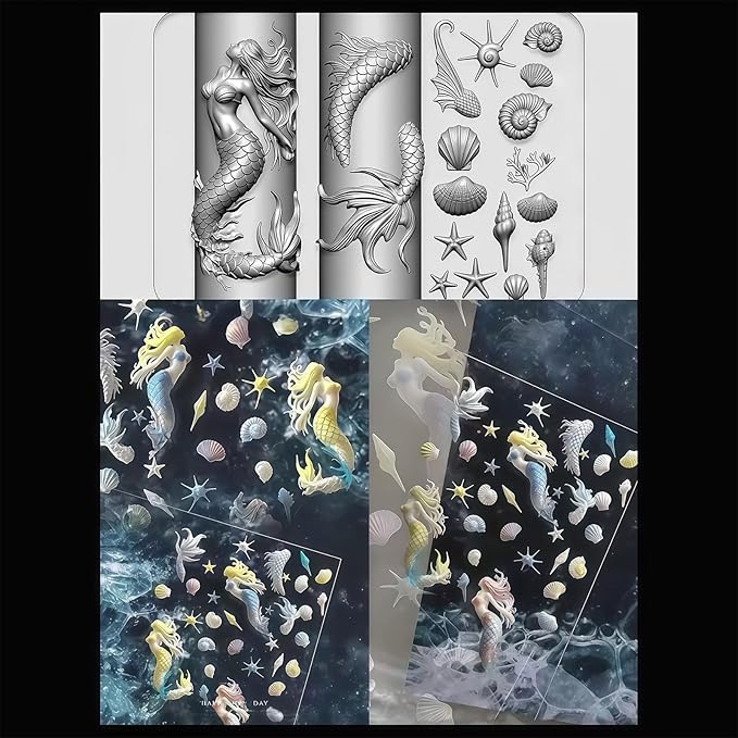 Ocean Nail Art Silicone Molds Mermaid Sea Shell Resin Charms 3D Cavity Flower Dolphin Jewelry Making DIY Manicure Tools