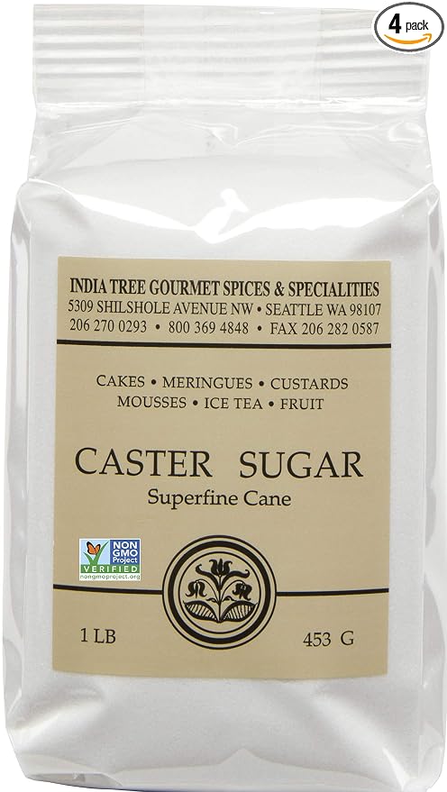 India Tree Caster Sugar, 1 lb (Pack of 4)