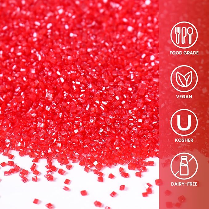 Red Sugar Sprinkles for Cake Decorating, 4.02oz Red Cake Sprinkles Edible for Cupcake Toppers Baking Cookies Ice Cream Chocolate Birthday Party Decorations