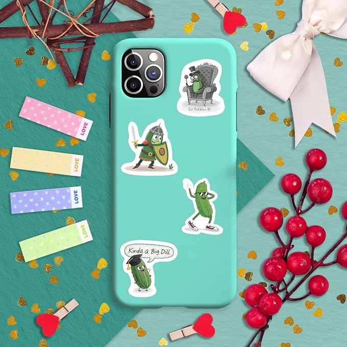100Pcs Pickle Stickers for Water Bottle and Laptop - Pickle Party Supplies, Decorations - Food and Fun Stickers, Gifts for Women & Men