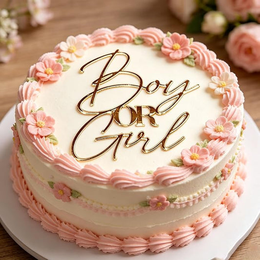 Gold Acrylic Boy or Girl Cake Topper,Boy or Girl Happy Birthday Cake Topper for Boys and Girls Gender Reveal Baby Shower Birthday Party Supplies