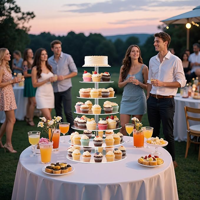 7 Tier Cupcake Stand, Round Cupcake Tower Stand, Clear Acrylic Cupcake Tier Stand, Cupcake Dessert Display Stand for Wedding Graduation Birthday