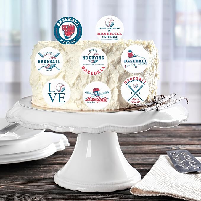 36pcs Edible Baseball Cupcake Toppers Wafer Ppaer Baseball Cake Decorations for Sports Ball Game Theme Baby Shower Birthday Party Cake Decorations Supplies