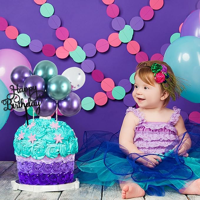 BEISHIDA Happy Birthday Cupcake Toppers - Blue Purple Mini Balloon Cloud Birthday Cake Decorations for Girls Women Theme Party Decorations