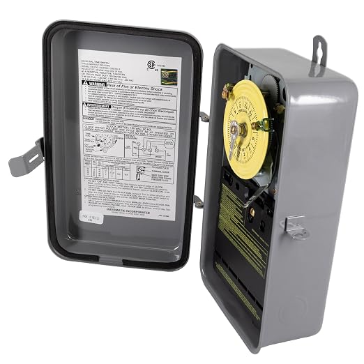 Intermatic T101R 24-Hour Mechanical Timer Switch - 120V SPST, Type 3R Indoor/Outdoor Metal Enclosure, Heavy Duty, Manual Override, 40 Amp - Ideal for Lights, Pumps, Fans, and HVAC Systems