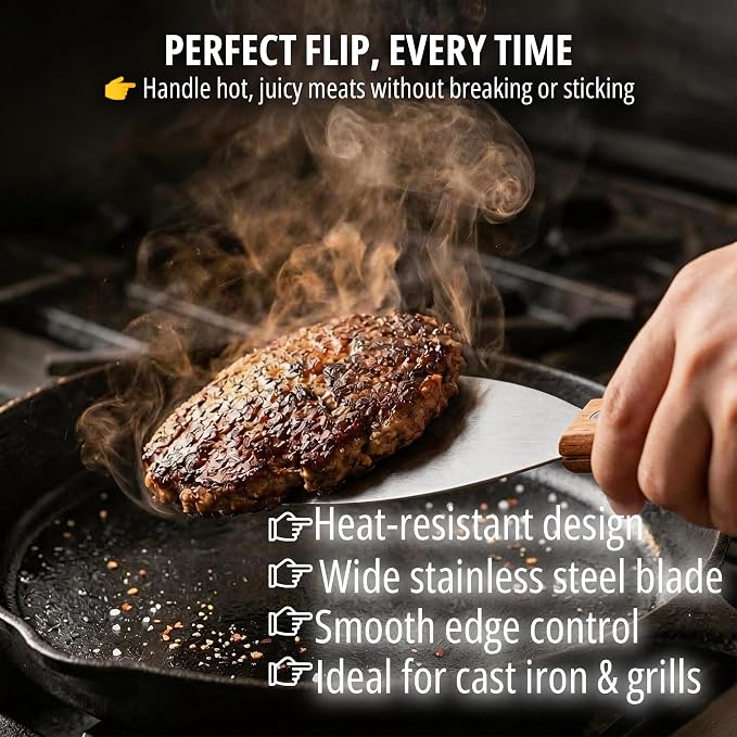 Griddle Scraper, Heavy Duty Stainless Steel Grill Scraper with Handle – Durable Griddle Scrapers for Flat Tops, Flat Top Grill Cleaner & BBQ Tools for Outdoor Grill, Easy Grease Removal (Style 03)