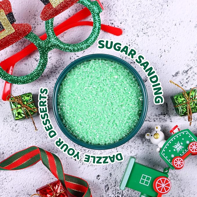 Green Sanding Sugar Sprinkles, 4.02oz Easter Green Edible Glitter Sprinkles for Cake Decorating Cupcake Toppers Baking Drinks Cookie Ice Cream Dount Chocolate Christmas