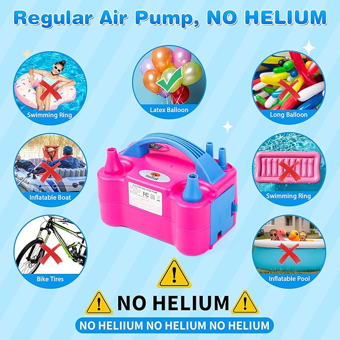Nulink Electric Balloon Pump, Portable Electric Balloon Blower Machine Balloon Air Pump Dual Nozzle 110V 600W Balloon Inflator for Party Decorations