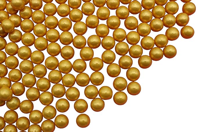 8 Ounce 10MM Gold Edible Candy Beads For Decorating Wedding Cakes-Gemstone Candy For Parties-100% Edible