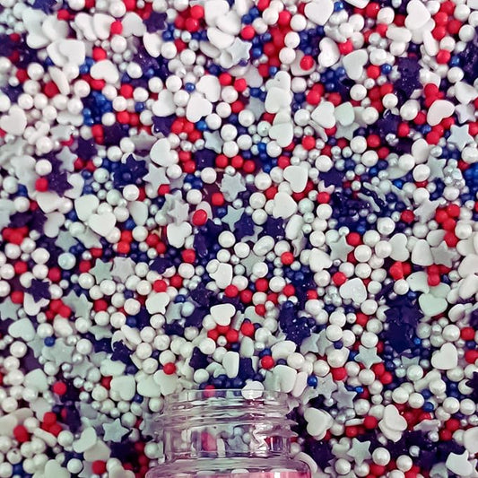 Confect Cake Mate Dessert Sprinkles – Red, White & Silver Edible Sprinkles – Pearl, Star & Heart Shapes –Toppings for Cake Decorating, Cupcakes, Cookies & Ice Cream | Vegan, Gluten-Free, Soy-Free, Dairy-Free, Palm Oil-Free- 4.2 Oz