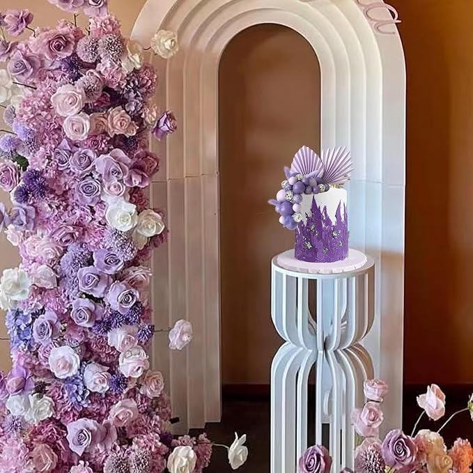 38 PCS Balls Cake Toppers Palm Leaves Cake Decorations for Birthday Wedding Baby Shower Party Supplies (Purple)
