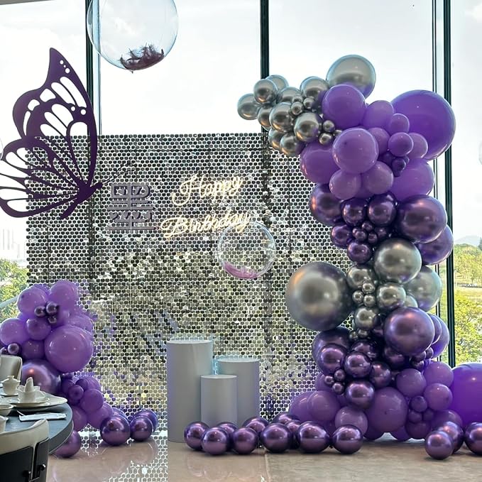 Voircoloria Metallic Purple Balloons, 66pack 12inch Chrome Purple Latex Party Balloons for Birthday Baby Shower Graduation Wedding Valentine's Day Gender Reveal Anniversary Party Decorations