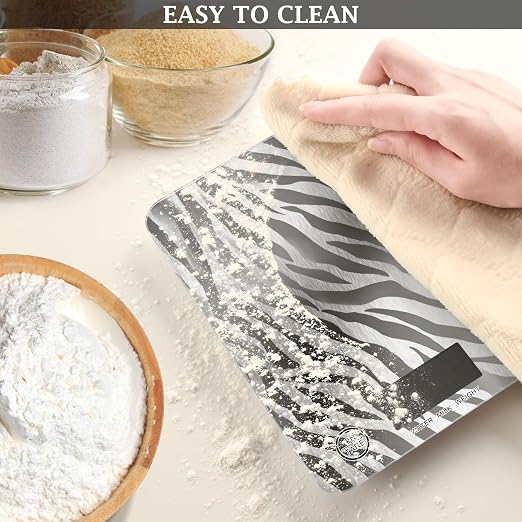 Food Scale Kitchen Scale Food Weight Scales Digital Weight Grams and Ounces Small Electronic Food Scale for Baking Cooking Zabra Print Silvery