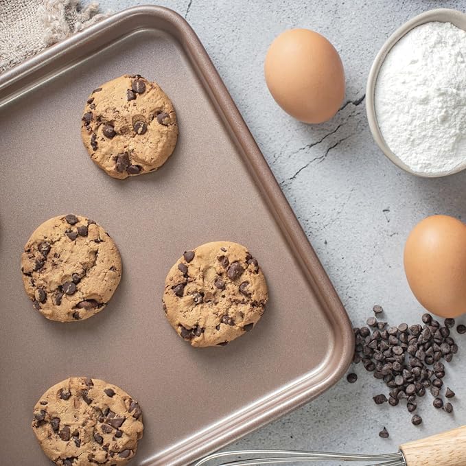 HAPPIELS 9x13 inch Nonstick Quarter Sheet Pan 2-Pack, PFOA & BPA Free | Rimmed Baking Sheet Set, Premium Quality Non-Stick Cookie Sheets for Baking