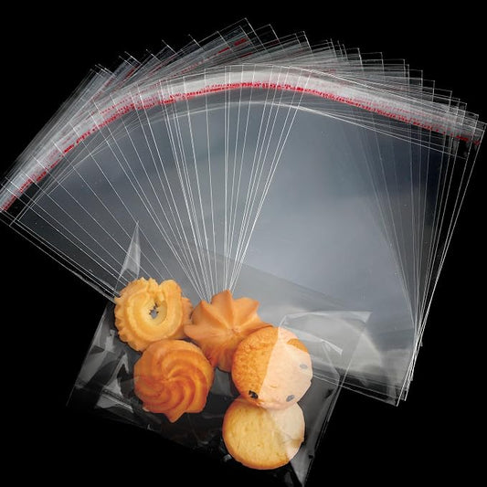Cidenbio 200 Pcs Thickened Cookie Bags with Seal 5x7 In, Clear Cellophane Treat Bags Self Sealing 3.1 Mils Resealable Plastic Bag for Cookies, Candy, Bread, Party Favors, Bakery, Gift Packaging
