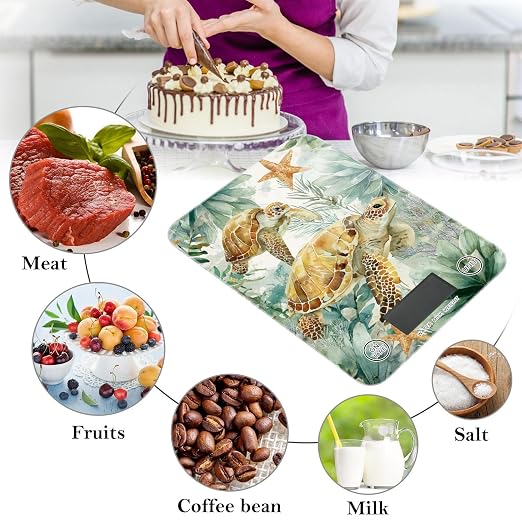 Food Scale Kitchen Scale Food Weight Scales Digital Weight Grams and Ounces Small Electronic Food Scale for Baking Cooking Sea Turtle Starfish Plants
