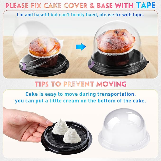 Honeydak 50 Pieces Clear Individual Cupcake Container Cupcake Carrier Holder Box Single cake Boxes Bags Cake Cups with Lid for Wedding Display Muffin Party Disposable Cookies