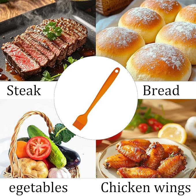 4PCS Heat Resistant Silicone Basting Brushes Cooking Brush, BPA Free Pastry Brush with Soft Bristles for Oil Butter Sauce BBQ Grill Kitchen Baking Dishwasher Safe(Orange)