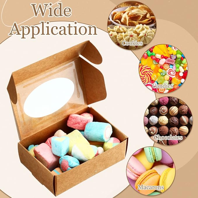 Yexiya 60 Pcs Homemade Soap Boxes 3.55 x 2.4 x 1.2 Inch Kraft Soap Box with Window Mini Gift Packaging Supplies for Homemade Bakery Candy Cookies Party Favor(Kraft Color)