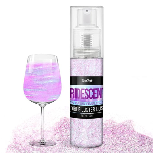 Iridescent Edible Glitter Spray - 20g Luster Dust Edible Food Grade Glitter for Cake Decorating, Cocktails, Drinks - Shimmer Dust Powder Metallic Food Coloring Powder for Cookie, Candy, Icing