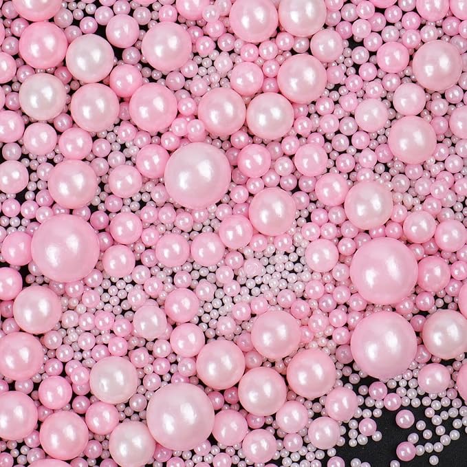 Pink Sprinkles for Cake Decorating, 130g/4.6oz Edible Light Pink Pearl Sprinkles Mix, Sugar Candy Pearls for Baking, Cookie Decorations and Cupcake Toppings, Wedding Party Valentines Supplies