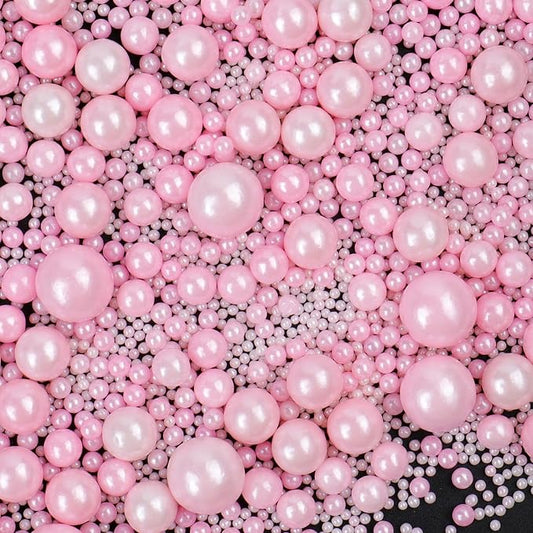 Pink Sprinkles for Cake Decorating, 130g/4.6oz Edible Light Pink Pearl Sprinkles Mix, Sugar Candy Pearls for Baking, Cookie Decorations and Cupcake Toppings, Wedding Party Valentines Supplies