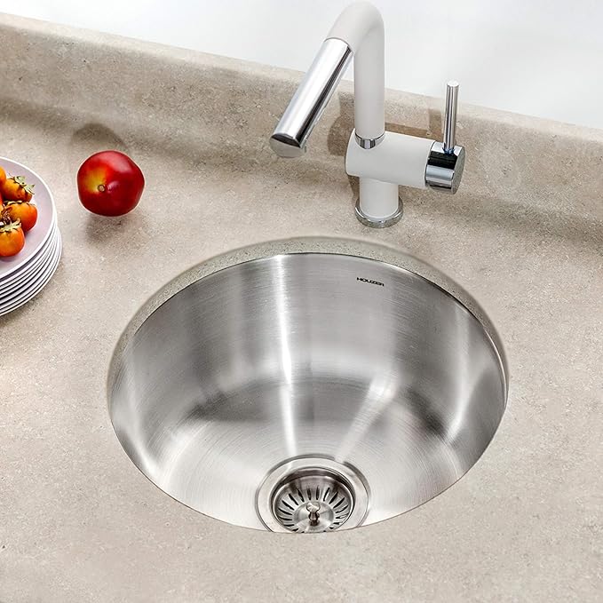 Houzer Club 18 inch Stainless Steel Undermount Single Round Bowl Bar Sink with Strainer - CF-1830-1