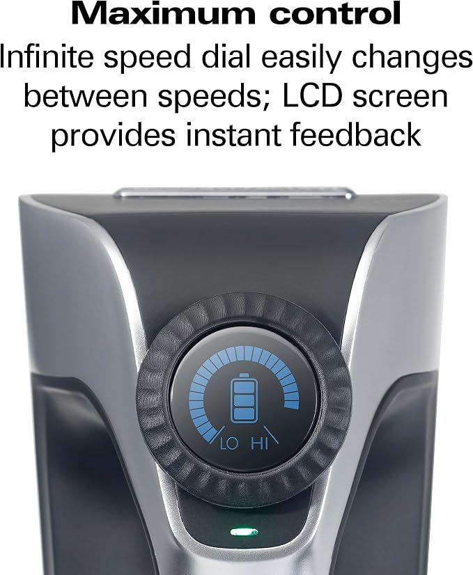 Hamilton Beach Professional Cordless Electric Hand Mixer | Infinite Speed Control | Powerful DC Motor | Quick Recharging | LCD Screen | Whisk | Storage Case | Black | 62673