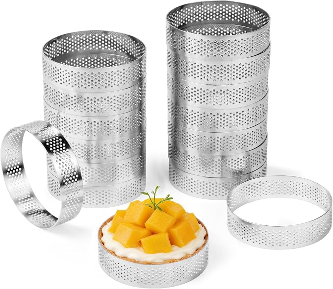 16 Pack Tart Rings,Stainless Steel 3.15 Inch Cookie Rings For Baking Small Pastry Rings Mousse Cake ring Heat-Resistant Crumpet Ring for Cooking Dessert