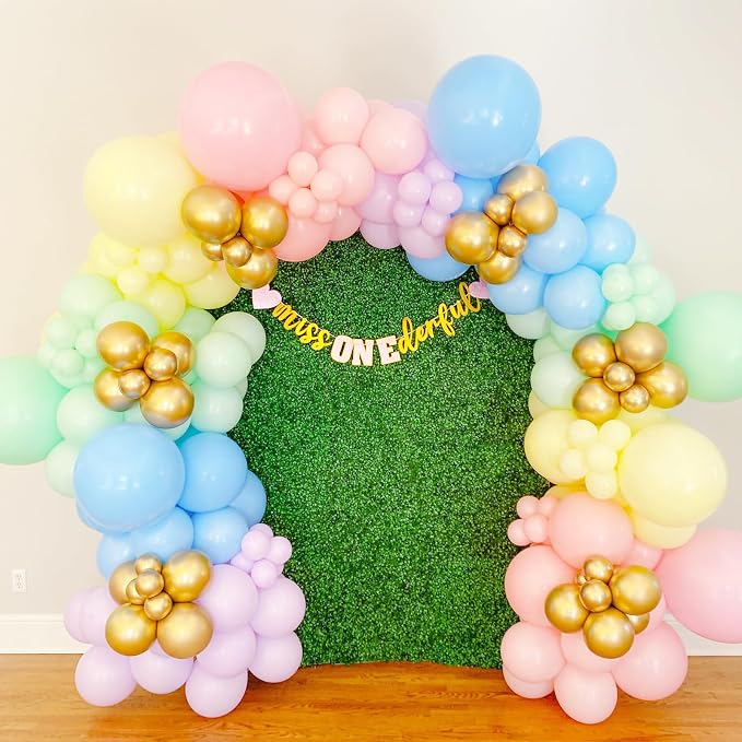 Voircoloria 130pcs Pastel Balloons Different Sizes 18" 12" 10" 5" Macaron Latex Balloon Garland Arch Kit for Birthday Easter Baby Shower Graduation Wedding Gender Reveal Anniversary Party Decorations