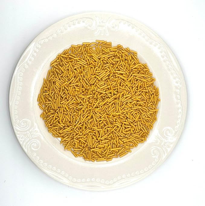 Gold Sprinkles 4oz pack for Baking Cakes, Cupcakes, Cookie Decorations, Ice Cream and Donut Toppings Edible Decorating Baking Supplies (Gold)