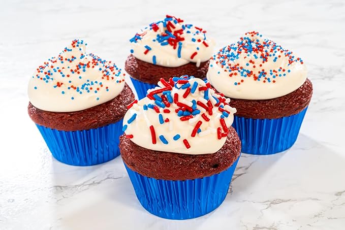 Bakerpan Artificial Dye-Free Patriotic Jimmies Sprinkles 5.5 oz - Naturally Colored Red White & Blue for 4th of July Cake Decorating & Cookies | Kosher, Gluten-Free