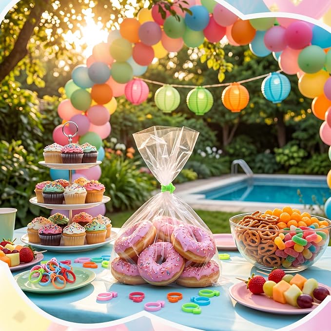 Patelai 120 Pieces Icing Bag Ties Silicone Decoration Piping Bag Ties for Cupcakes Cookies and Pastry (Pink, Green, Blue, Orange, Red)