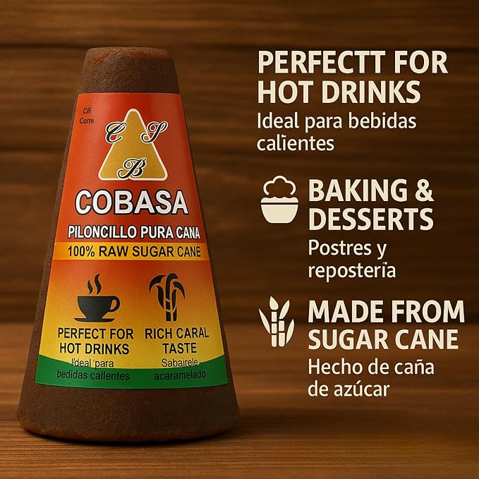 COBASA 100% Raw Sugar Cane Cones 8 oz, Piloncillo Pura Caña 4-Pack, Authentic Panela Sugar, Natural Piloncillo Sugar for Baking, Sweetening, and Traditional Recipes