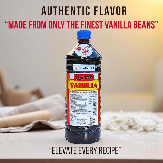 Danncy Vanilla Dark 33.8 fl oz (1 L) – Authentic Mexican Vanilla Flavor for Baking and Desserts