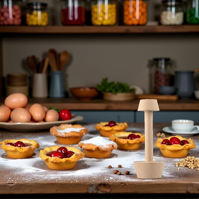 Tart Tamper Pastry Tamper Double Side Wooden Egg Tart Tamper Mold DIY Cake Pastry Pusher for Kitchen Party Baking Tools, Pie, Tart and Quiche Pans