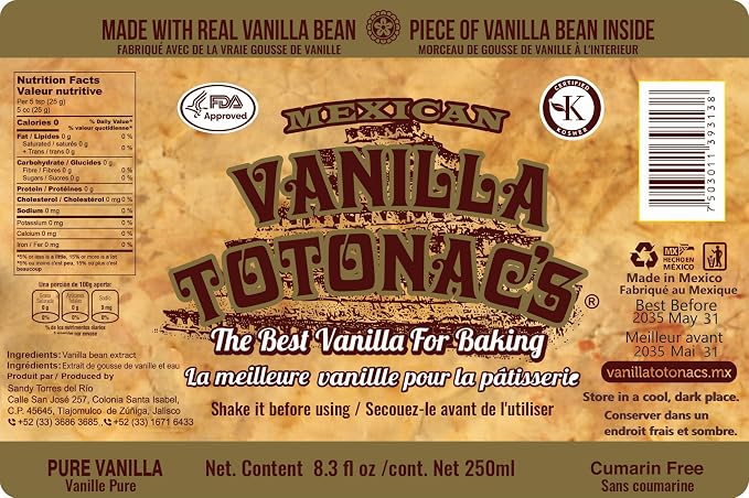 Mexican Vanilla Totonac’s - 8.3 Oz (250 mL) Bottle - Pure Vanilla Extract