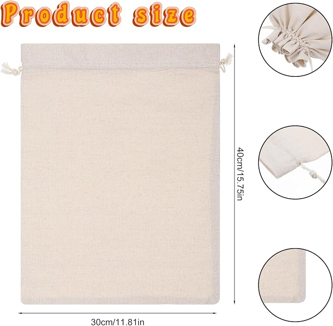 Ouligay 2 Pack Bread Bags Reusable Set Linen Drawstring Sourdough Bags for Homemade Bread Storage, Eco-Friendly & Durable, 15.75" x 11.81"