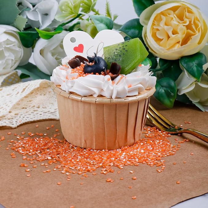 Orange Sanding Sugar - Sparkling Sugar Crystals for Baking Decorations (130g/4.6oz) - Edible on Cookies, Cupcakes, Cakes, Ice Cream | Wedding, Party, Valentines Sugar Sprinkles