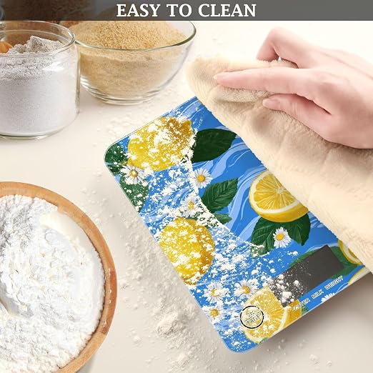 Food Scale Kitchen Scale Food Weight Scales Digital Weight Grams and Ounces Small Electronic Food Scale for Baking Cooking Blue Wave Lemons Daisy