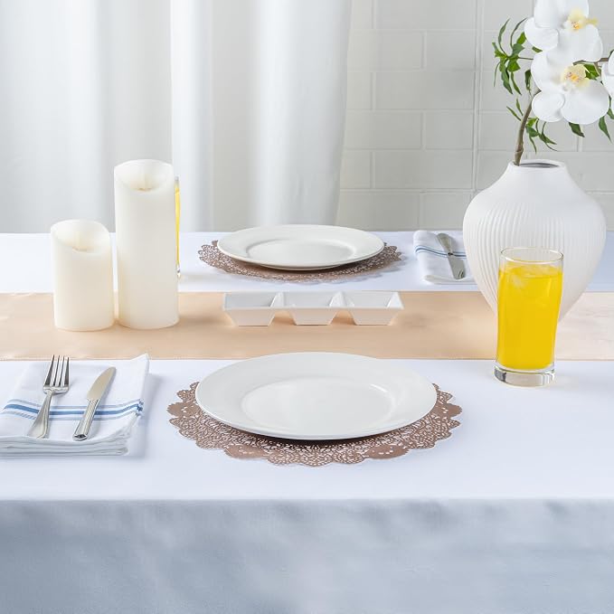 Pastry Tek 12 x 12 Inch Paper Lace Doilies, 100 Disposable Table Doilies - Elegant Lace Finish, Long Lasting, Brown Paper Doily, for Pastries, Cupcakes, Desserts - Restaurantware